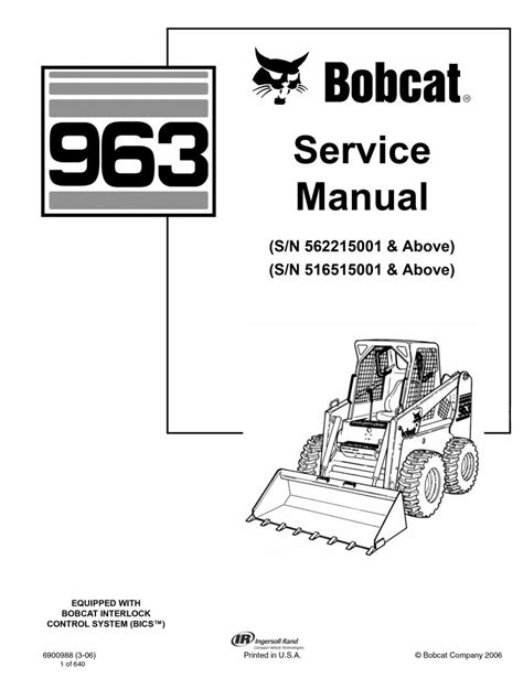 bobcat 963 skid steer service manual|bobcat loader manual.